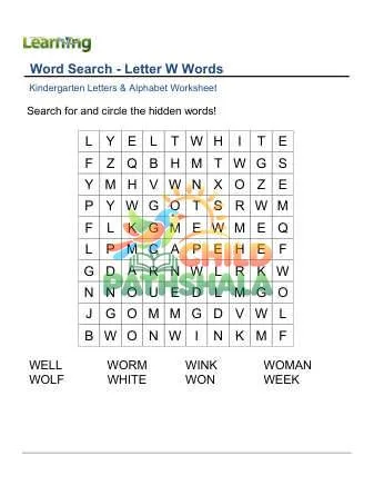 Preview of Word Search Letter W