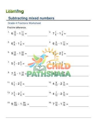 Subtracting Mixed Numbers Like Denominators A
