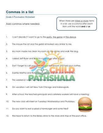 Commas List A