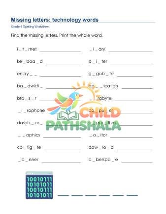 Missing Letters 3 Worksheet for Grade 4