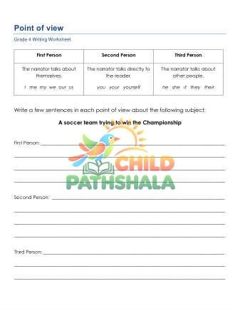 Point Of View Mxb Worksheet for Grade 4