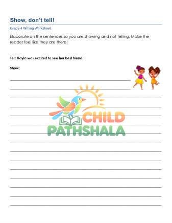 Show Do Not Tell Qnz Worksheet for Grade 4