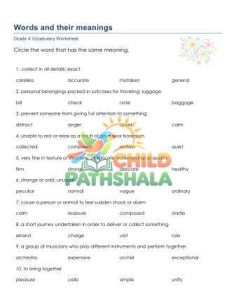 Preview of Words Meanings 1