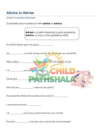 Preview of Advice Or Advise Sentences