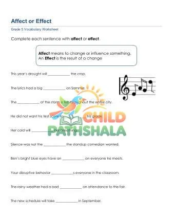 Preview of Affect Or Effect Sentences