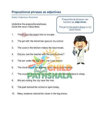 Preview of Prepositional Phrases Adjectives Adverbs