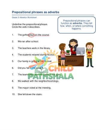 Preview of Prepositional Phrases Adjectives Adverbs B