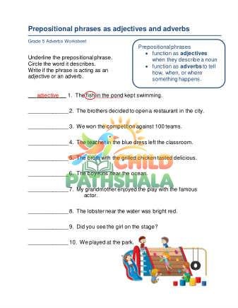 Preview of Prepositional Phrases Adjectives Adverbs C