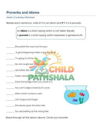 Proverb Idiom 2 Worksheet for Grade 5