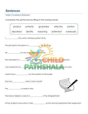 Sentences 3 Worksheet for Grade 5