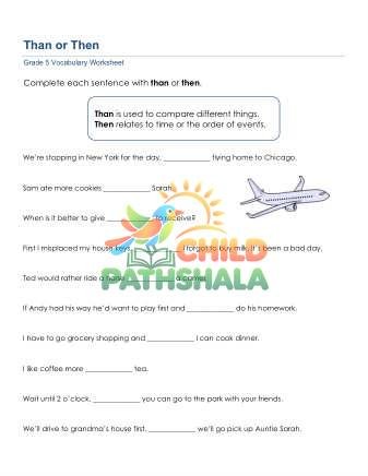 Than Or Then Sentences 2 Worksheet for Grade 5