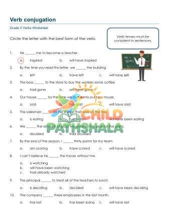 Verb Conjugation A Worksheet for Grade 5