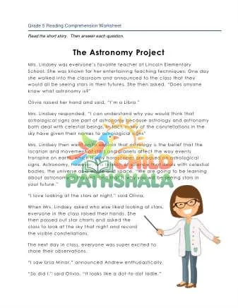 Preview of 5 Reading Astronomy Project