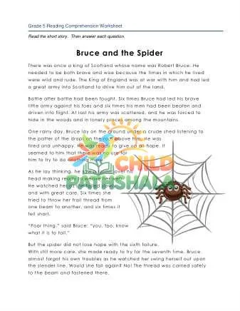 Preview of 5 Reading Bruce And The Spider