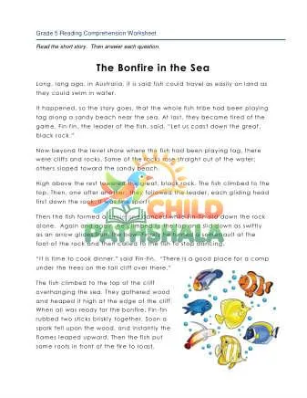 Preview of 5 Reading The Bonfire In The Sea