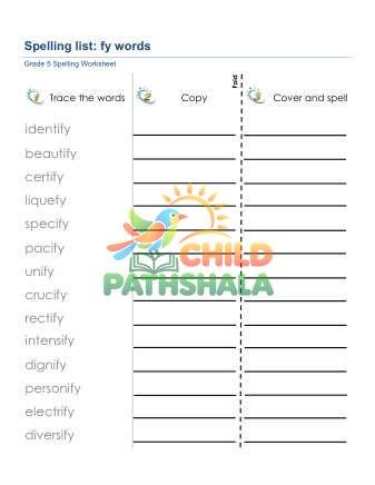Preview of Spelling List Fy Words