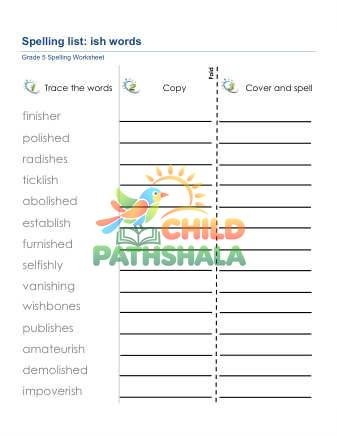 Preview of Spelling List Ish Words