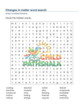 Preview of Changes In Matter Word Search