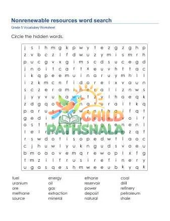 Preview of Nonrenewable Resources Word Search