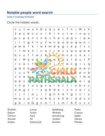 Preview of Notable People Word Search