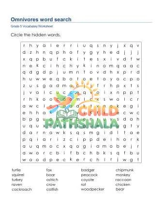 Preview of Omnivores Word Search