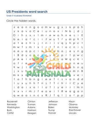 Preview of Presidents Word Search