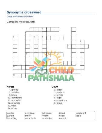 Preview of Synonyms Crossword 2
