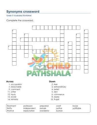 Preview of Synonyms Crossword 4
