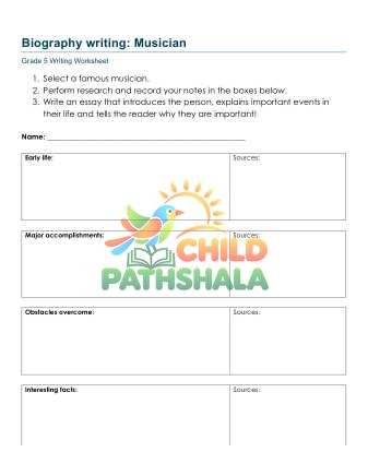 Biographical Writing Pfw Worksheet for Grade 5