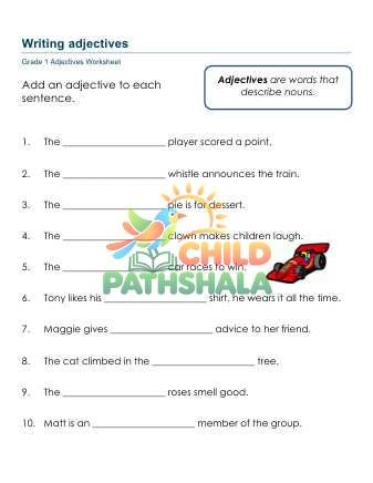 Preview of Writing Adjectives B