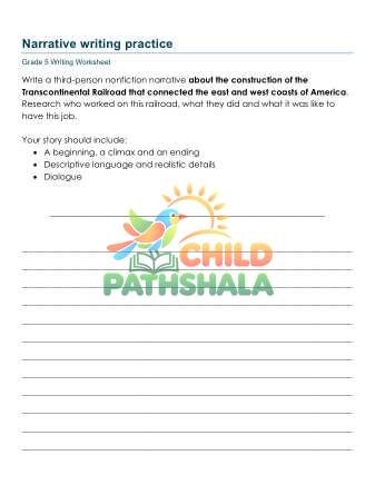 Narrative Writing Prompts Worksheet for Grade 5