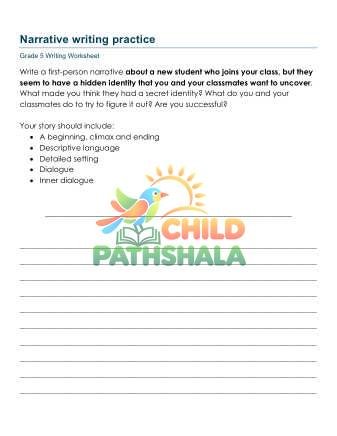 Narrative Writing Prompts Worksheet for Grade 5