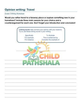 Opinion Writing Prompt Worksheet for Grade 5