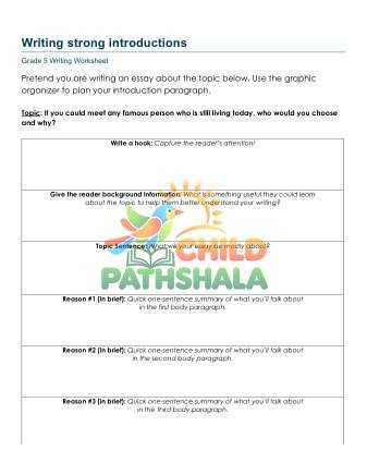 Writing Introductions Worksheet for Grade 5