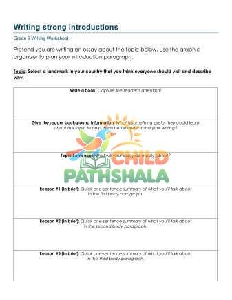 Writing Introductions Xam Worksheet for Grade 5