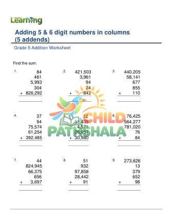 Add Five 5or6 Digit Numbers In Columns B