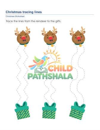 Christmas Tracing E Worksheet for Grade 1