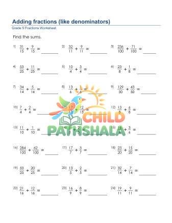 Adding Fractions Like Denominators D