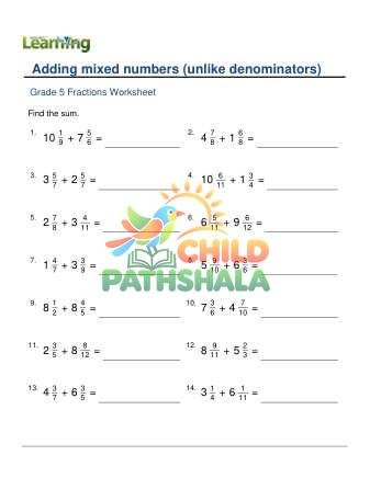 Adding Mixed Numbers Unlike E