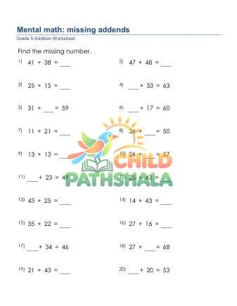 Preview of Addition Missing Number 4 Digit