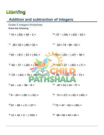 Preview of Integers Add Subtract F