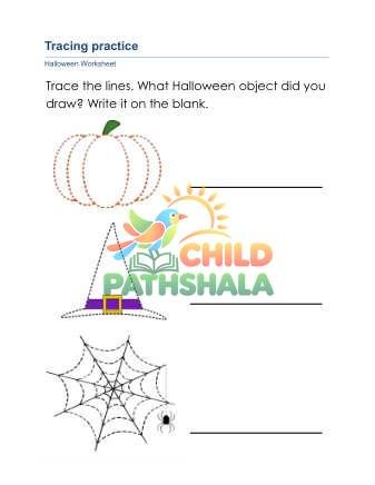 Halloween Tracing A Worksheet for Grade 1
