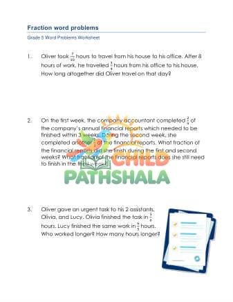 Word Problems Adding Subtracting Fractions D Worksheet for Grade 5