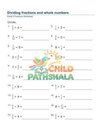 Divide Fractions Whole Numbers Mixed B