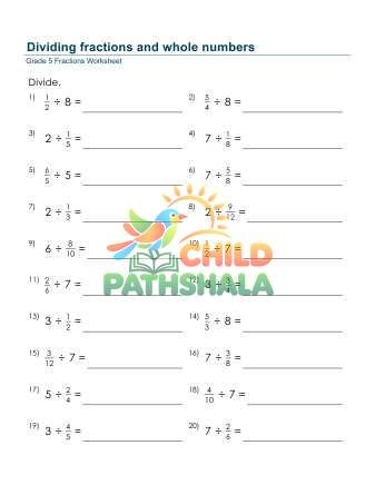 Divide Fractions Whole Numbers Mixed C