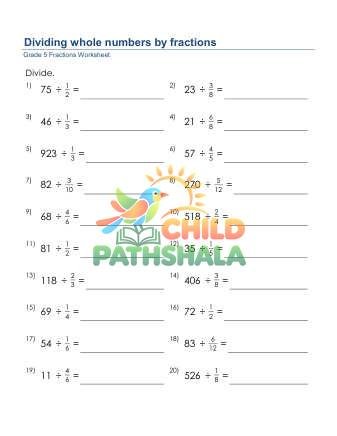 Divide Whole Numbers By Fractions C