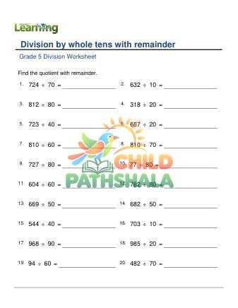 Division Whole Tens With Remainder F