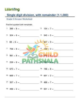 Division With Remainder Within 1 1000 A