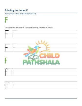 Printing Letters F Worksheet for Grade 1