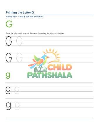 Printing Letters G Worksheet for Grade 1